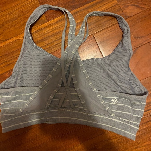 Athleta Womens Gray And White Striped Wireless Lined Sports Bra Size S - Picture 3 of 6
